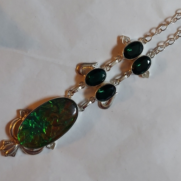 Australian Triplett & Chrome Diopside Stamped Sterling Silver Necklace - Picture 1 of 9